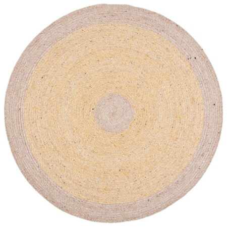 Safavieh 3 x 3 ft. Braided Hand Woven Round Area Rug; Gold & Beige BRD908D-3R